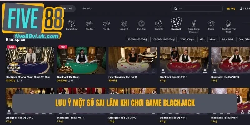 Lưu ý một số sai lầm khi chơi game blackjack Lưu ý một số sai lầm khi chơi game blackjack