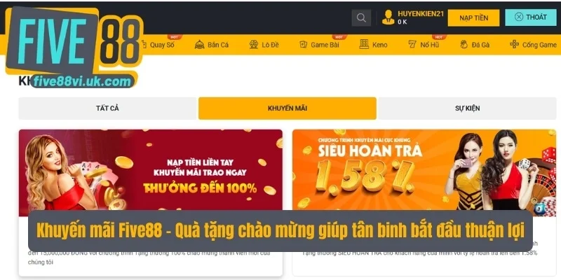 Khuyến mãi Five88 có nhiều quà tặng chào mừng giúp tân binh bắt đầu thuận lợi Khuyến mãi Five88 có nhiều quà tặng chào mừng giúp tân binh bắt đầu thuận lợi