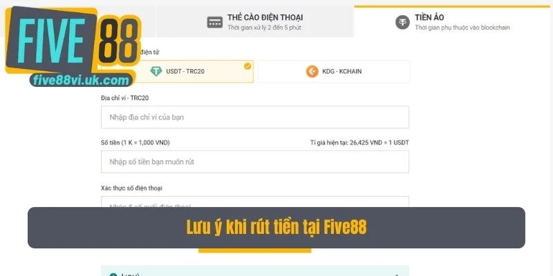 Lưu ý khi rút tiền tại Five88 Lưu ý khi rút tiền tại Five88